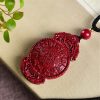 Collar con colgante de cinabrio: Buda sonriente, Yin Yang Cinnabar Laughing Buddha Yin Yang Pendant Necklace