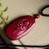 Collar con colgante de cinabrio: Buda sonriente, Yin Yang Cinnabar Laughing Buddha Yin Yang Pendant Necklace