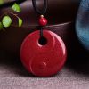 Collar con colgante de cinabrio: Buda sonriente, Yin Yang Cinnabar Laughing Buddha Yin Yang Pendant Necklace