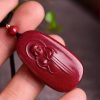 Collar con colgante de cinabrio: Buda sonriente, Yin Yang Cinnabar Laughing Buddha Yin Yang Pendant Necklace