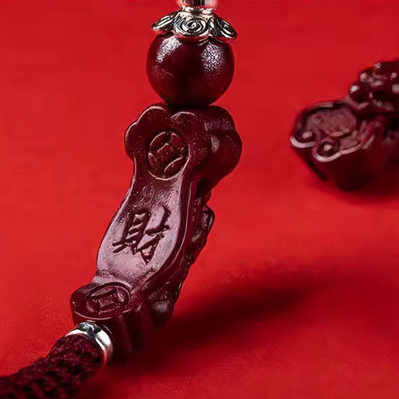 Pulsera de Atracción de Riqueza Pixiu de Cinabrio Cinnabar Pixiu Wealth Attraction Bracelet