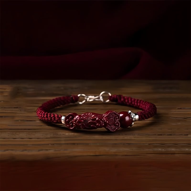 Pulsera de Atracción de Riqueza Pixiu de Cinabrio Cinnabar Pixiu Wealth Attraction Bracelet