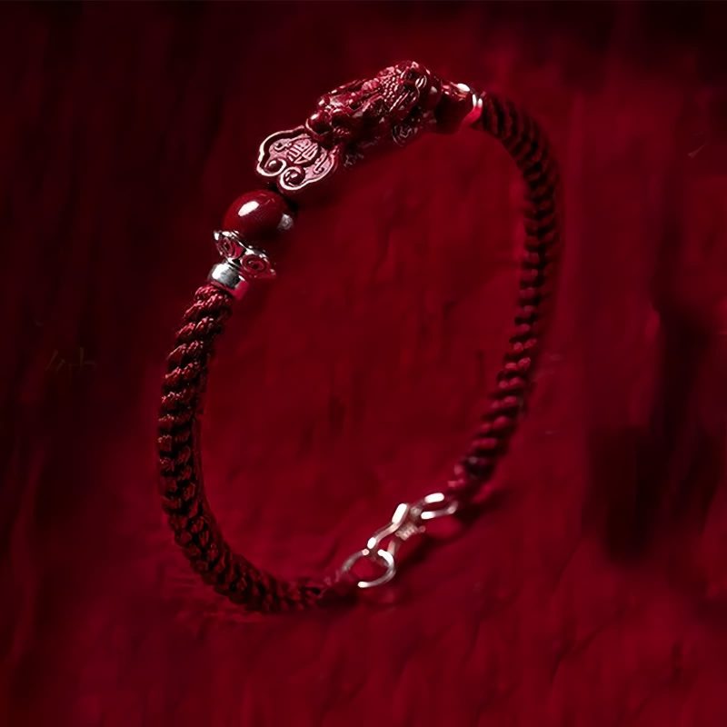 Pulsera de Atracción de Riqueza Pixiu de Cinabrio Cinnabar Pixiu Wealth Attraction Bracelet