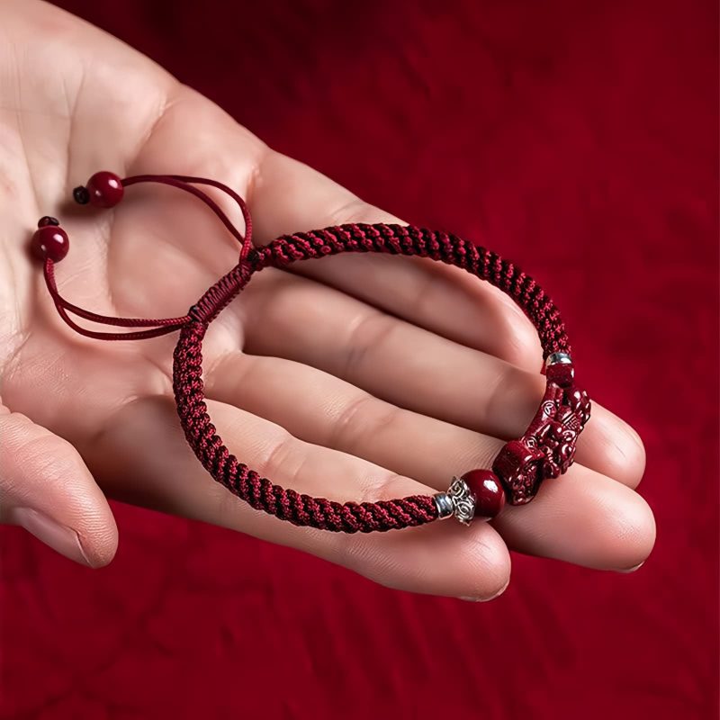 Pulsera de Atracción de Riqueza Pixiu de Cinabrio Cinnabar Pixiu Wealth Attraction Bracelet