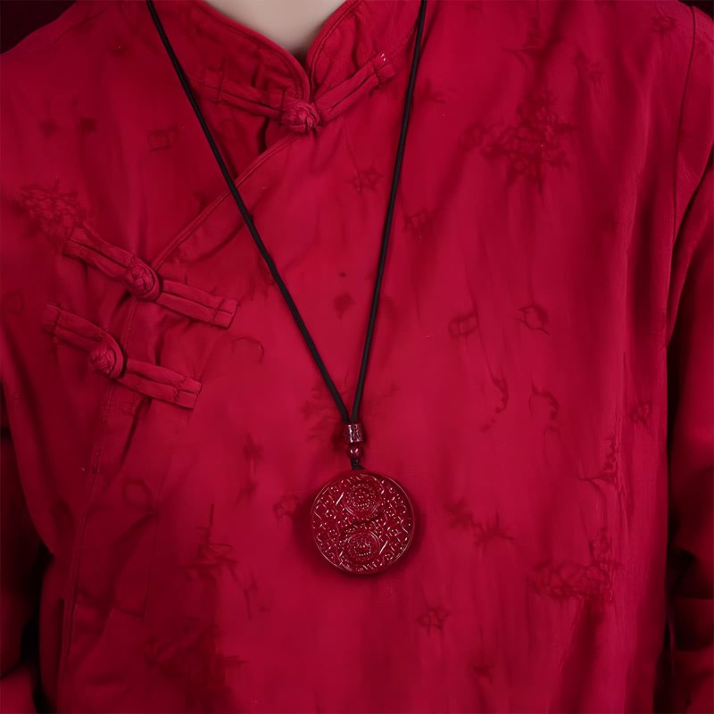 Collar de Protección contra Espíritus Malignos de Cinabrio Yin Yang Cinnabar Yin Yang Evil Spirits Protection Necklace