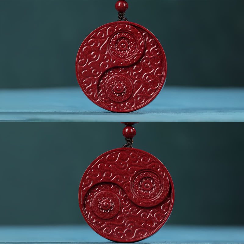 Collar de Protección contra Espíritus Malignos de Cinabrio Yin Yang Cinnabar Yin Yang Evil Spirits Protection Necklace