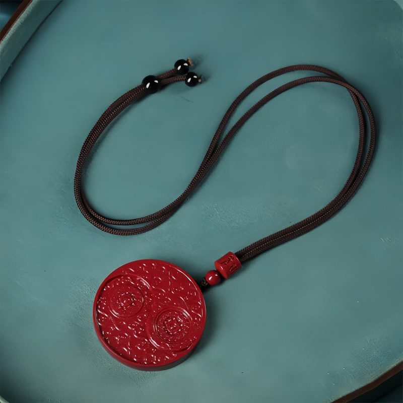 Collar de Protección contra Espíritus Malignos de Cinabrio Yin Yang Cinnabar Yin Yang Evil Spirits Protection Necklace