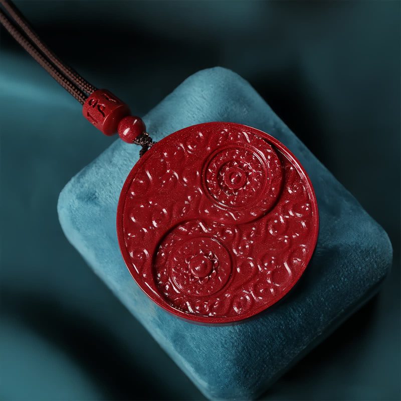 Collar de Protección contra Espíritus Malignos de Cinabrio Yin Yang Cinnabar Yin Yang Evil Spirits Protection Necklace
