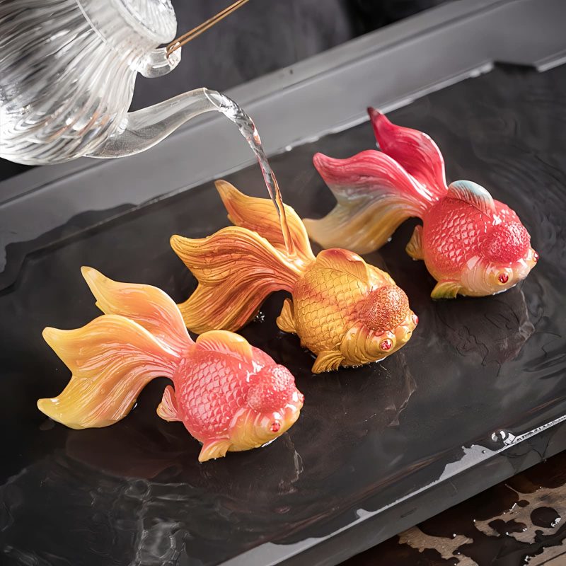 色が変わる鯉の魚レジンフィギュア Color Changing Koi Fish Resin Figurine