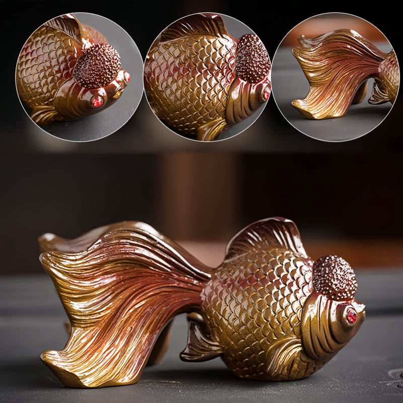 色が変わる鯉の魚レジンフィギュア Color Changing Koi Fish Resin Figurine