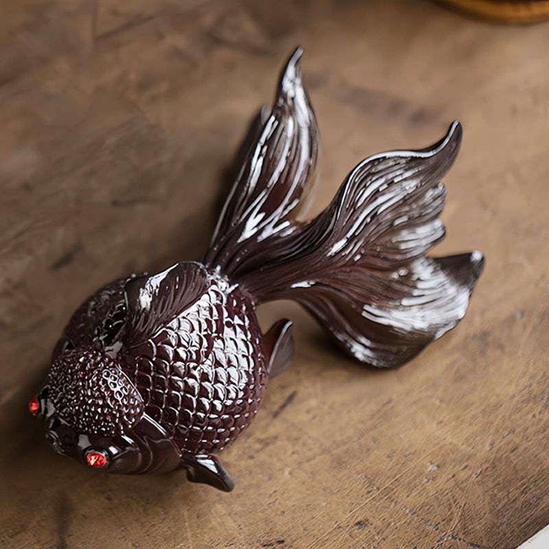 色が変わる鯉の魚レジンフィギュア Color Changing Koi Fish Resin Figurine