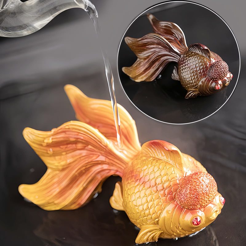 色が変わる鯉の魚レジンフィギュア Color Changing Koi Fish Resin Figurine
