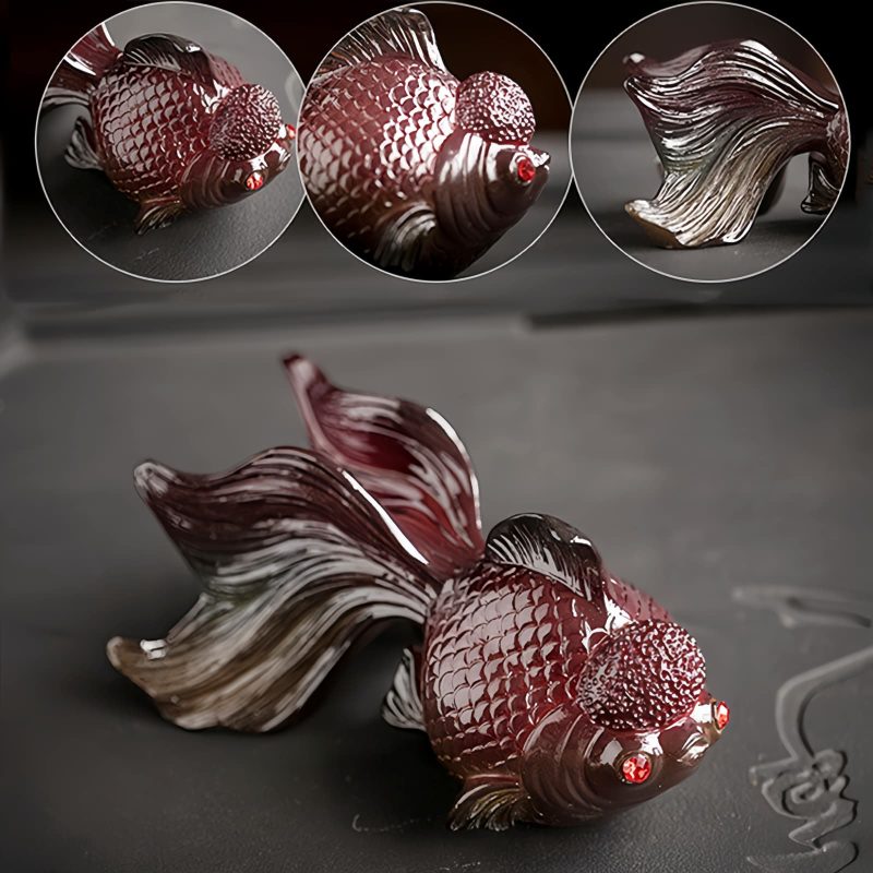 色が変わる鯉の魚レジンフィギュア Color Changing Koi Fish Resin Figurine