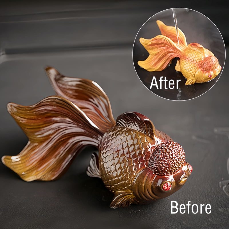 色が変わる鯉の魚レジンフィギュア Color Changing Koi Fish Resin Figurine