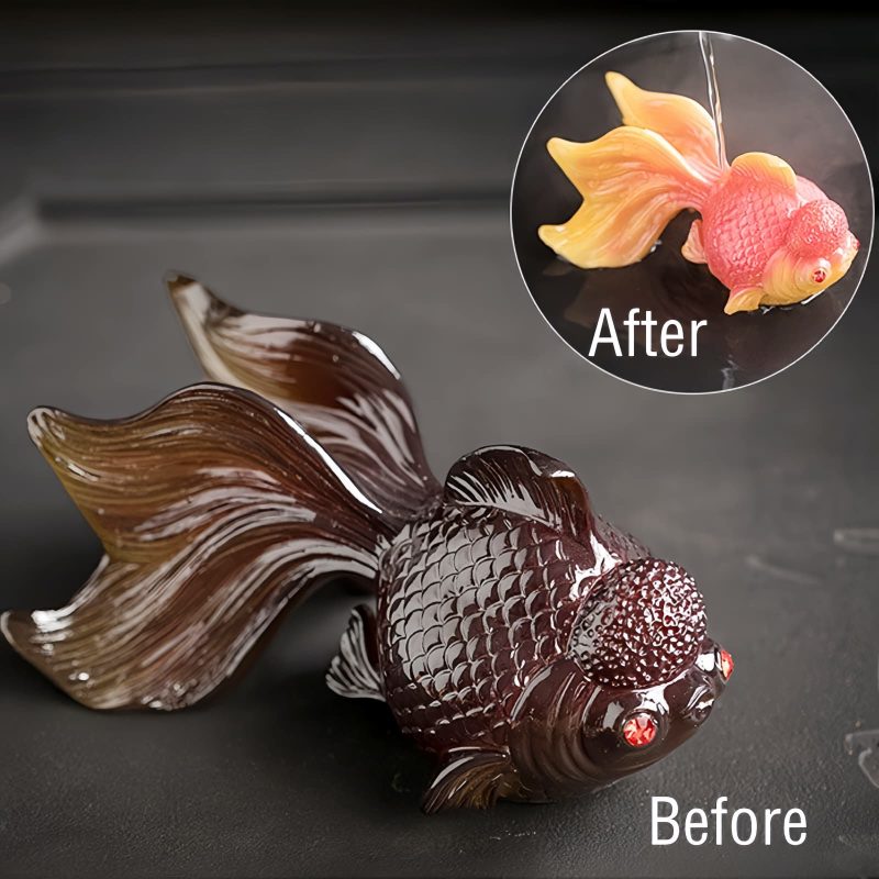 色が変わる鯉の魚レジンフィギュア Color Changing Koi Fish Resin Figurine