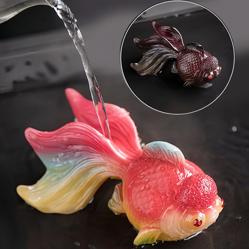 色が変わる鯉の魚レジンフィギュア Color Changing Koi Fish Resin Figurine