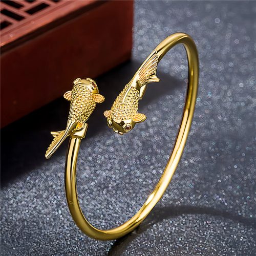 Pulsera de Prosperidad de Cobre con Doble Pez Koi Pulsera de Prosperidad de Cobre con Doble Pez Koi