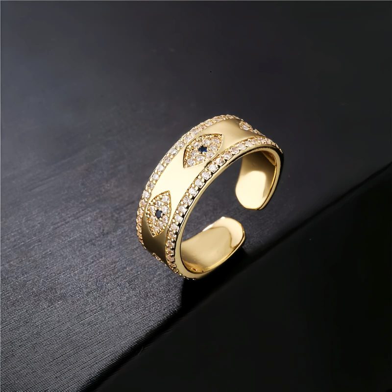 Anillo Ajustable de Ojo Turco en Cobre Copper Evil Eye Adjustable Ring