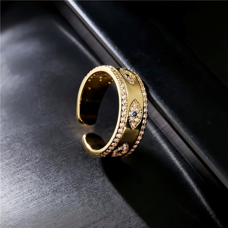 Anillo Ajustable de Ojo Turco en Cobre Copper Evil Eye Adjustable Ring