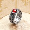 銅製ガーネット貔貅(ピクシー)調節可能リング - 富と繁栄を招くお守り Copper Garnet PiXiu Wealth Adjustable Ring