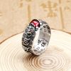 銅製ガーネット貔貅(ピクシー)調節可能リング - 富と繁栄を招くお守り Copper Garnet PiXiu Wealth Adjustable Ring