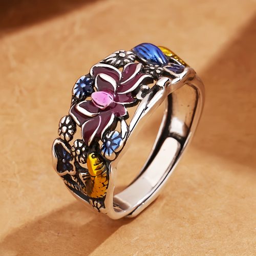 Anillo de la Suerte con Carpa Koi y Loto de Cobre Anillo de la Suerte con Carpa Koi y Loto de Cobre