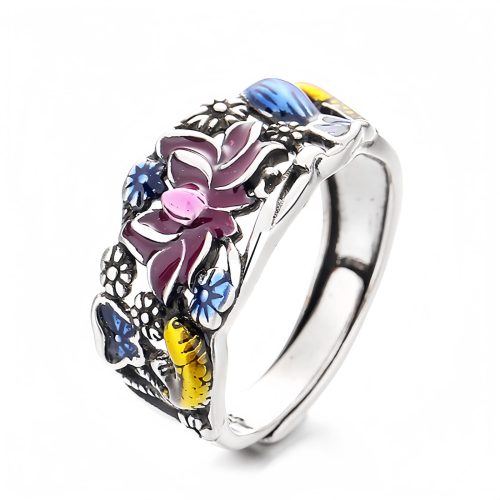 Anillo de la Suerte con Carpa Koi y Loto de Cobre Anillo de la Suerte con Carpa Koi y Loto de Cobre