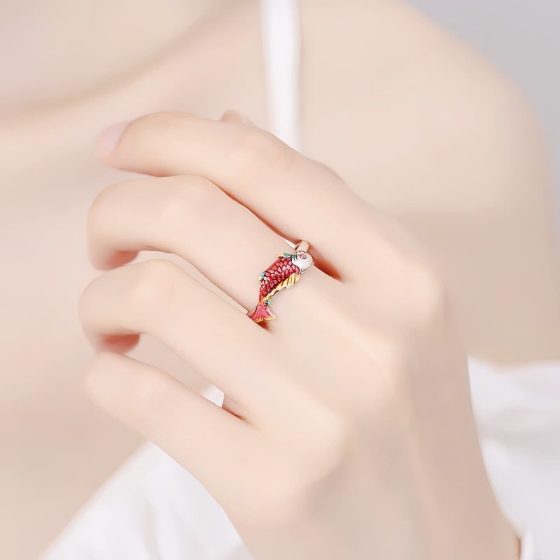 Anillo de la Abundancia con Koi de Cobre Copper Koi Fish Wealth Ring