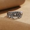 銅製蓮の花と鯉の魚 エンライトメントリング Copper Lotus Koi Fish Enlightenment Ring