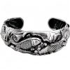 Pulseira de Carpa Prateada com Banho de Cobre e Lótus para Riqueza Copper Plated Silver Koi Fish Lotus Wealth Bracelet