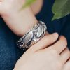 Pulseira de Carpa Prateada com Banho de Cobre e Lótus para Riqueza Copper Plated Silver Koi Fish Lotus Wealth Bracelet