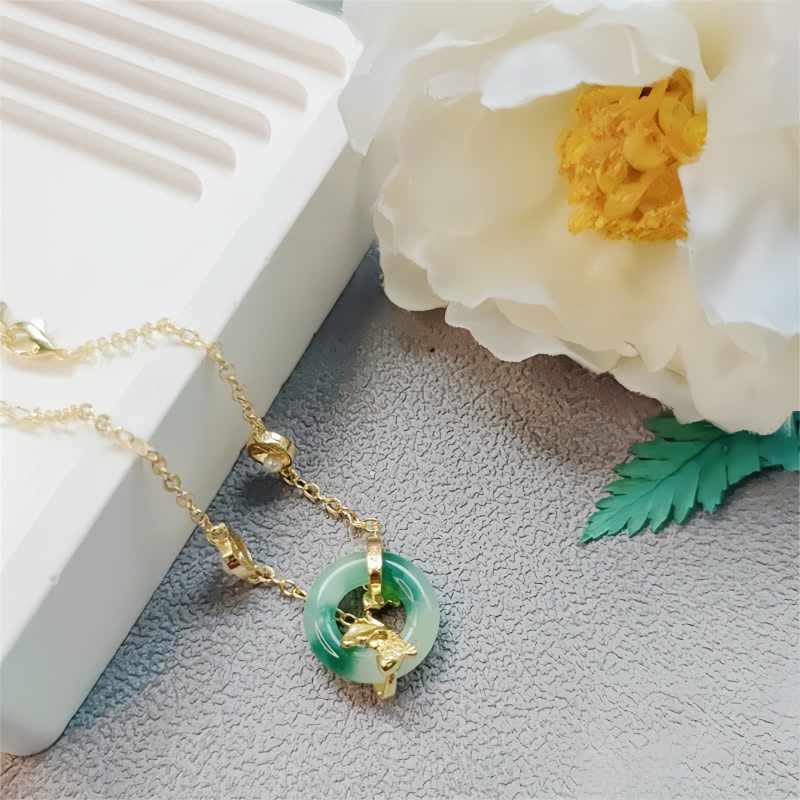 Pulseira Harmonia Carpa de Jade Ciano Cyan Jade Koi Fish Harmony Bracelet