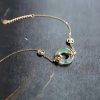 Pulseira Harmonia Carpa de Jade Ciano Cyan Jade Koi Fish Harmony Bracelet