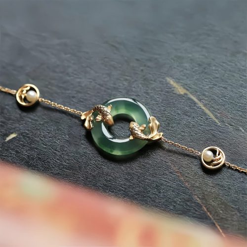 Pulsera de Armonía de Koi de Jade Cian Pulsera de Armonía de Koi de Jade Cian