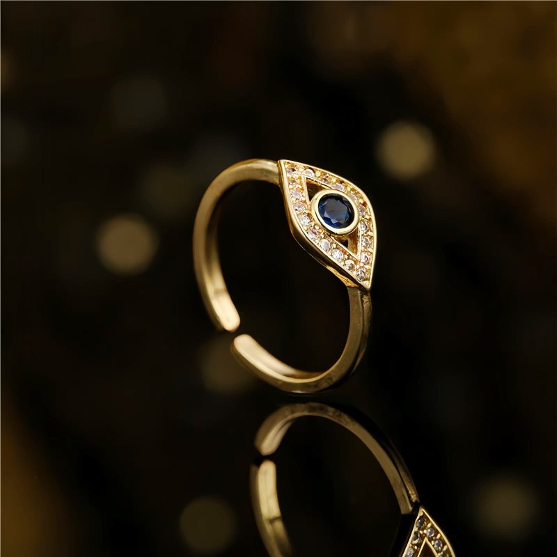 Anel de Cobre com Olho Grego para Proteção Evil Eye Copper Protection Ring