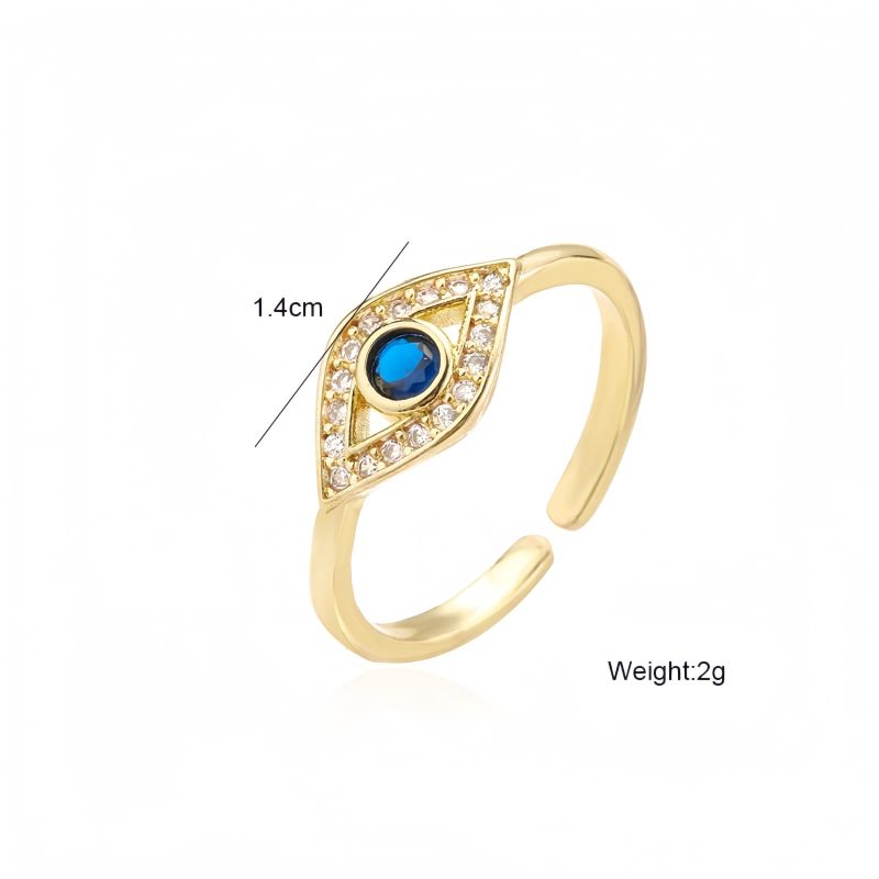 Anel de Cobre com Olho Grego para Proteção Evil Eye Copper Protection Ring