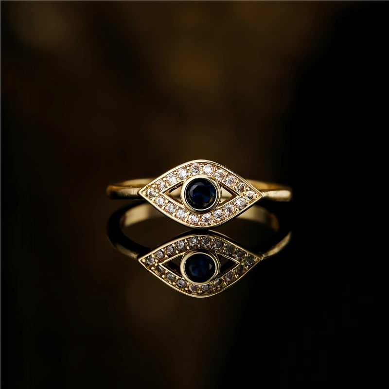 Anel de Cobre com Olho Grego para Proteção Evil Eye Copper Protection Ring