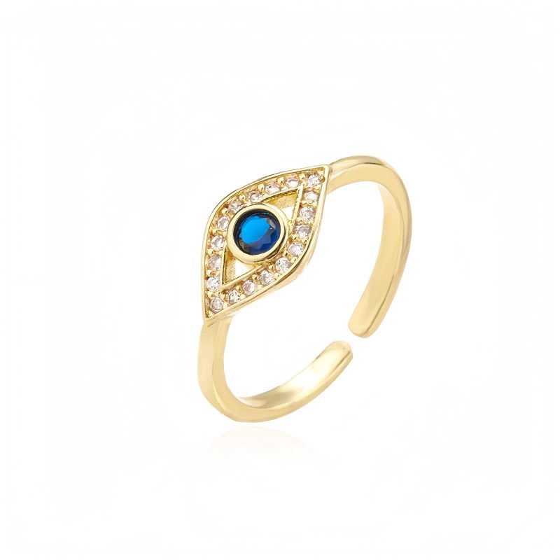 Anel de Cobre com Olho Grego para Proteção Evil Eye Copper Protection Ring