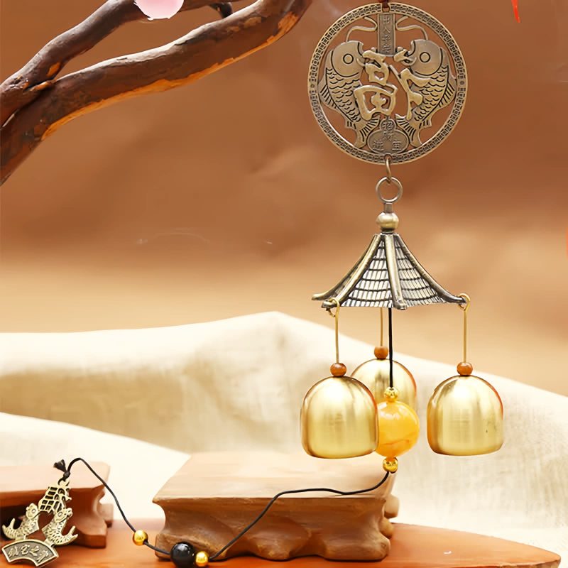 Campana de Viento de Cobre con Pez Koi Feng Shui Feng Shui Copper Koi Fish Wind Chime