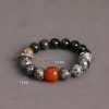 Pulsera de Protección con Obsidiana Dorada, Ágata Roja y Roca Volcánica Gold Sheen Obsidian Red Agate Protection Bracelet