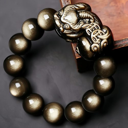 Pulsera de Protección Pixiu de Obsidiana Dorada Pulsera de Protección Pixiu de Obsidiana Dorada