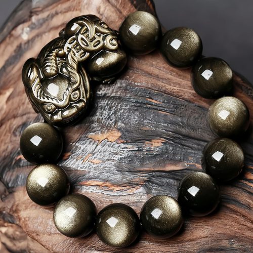Pulsera de Protección Pixiu de Obsidiana Dorada Pulsera de Protección Pixiu de Obsidiana Dorada