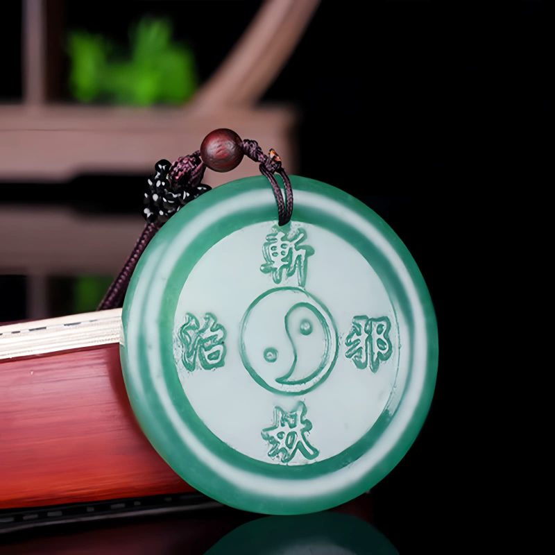 Collar con colgante Yin Yang de aventurina verde Green Aventurine Yin Yang Pendant Necklace
