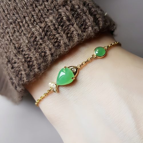 Pulsera de Fuerza con Koi de Calcedonia Verde Pulsera de Fuerza con Koi de Calcedonia Verde