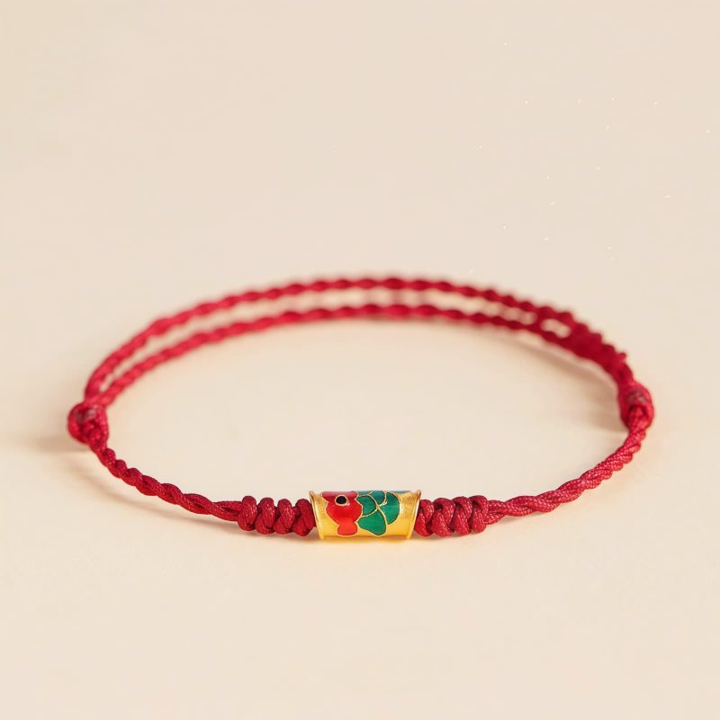Pulseira Artesanal de Carpa Dourada para Prosperidade Handcrafted Koi Fish Wealth Bracelet