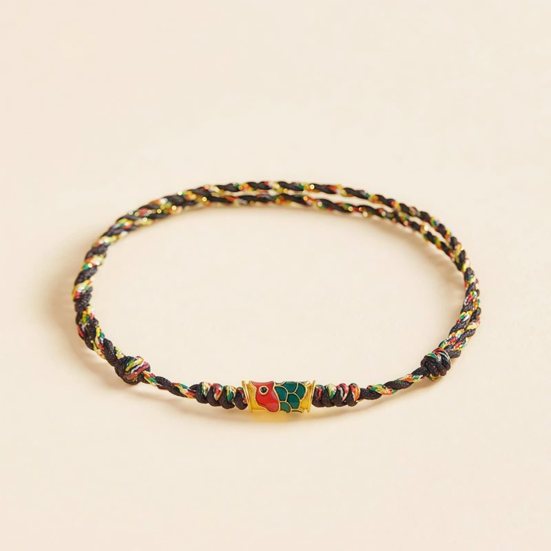 Pulseira Artesanal de Carpa Dourada para Prosperidade Handcrafted Koi Fish Wealth Bracelet