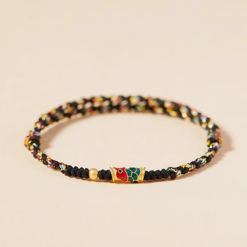 Pulseira Artesanal de Carpa Dourada para Prosperidade Handcrafted Koi Fish Wealth Bracelet