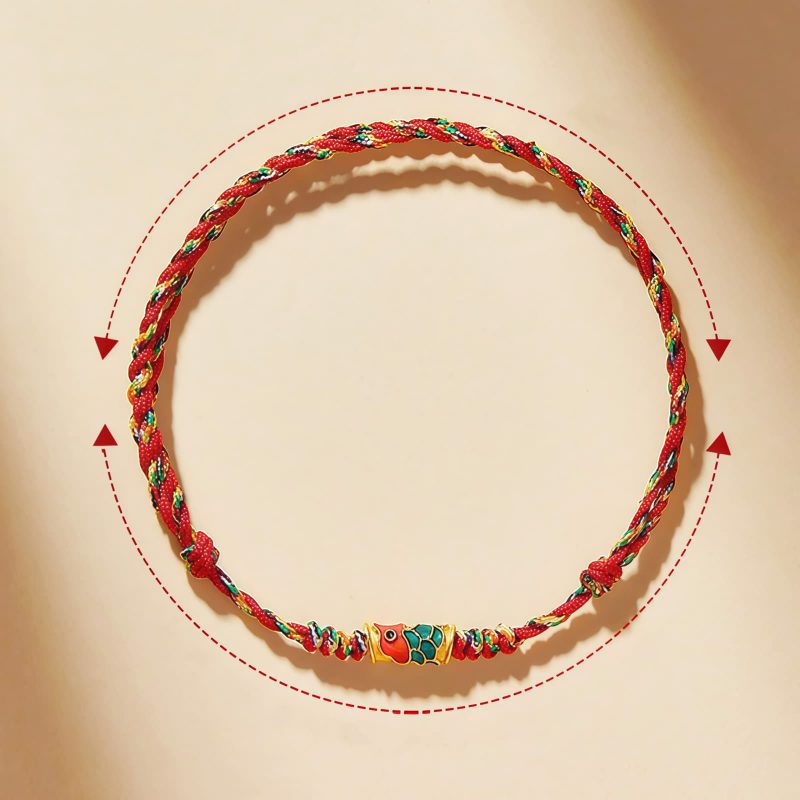 Pulseira Artesanal de Carpa Dourada para Prosperidade Handcrafted Koi Fish Wealth Bracelet