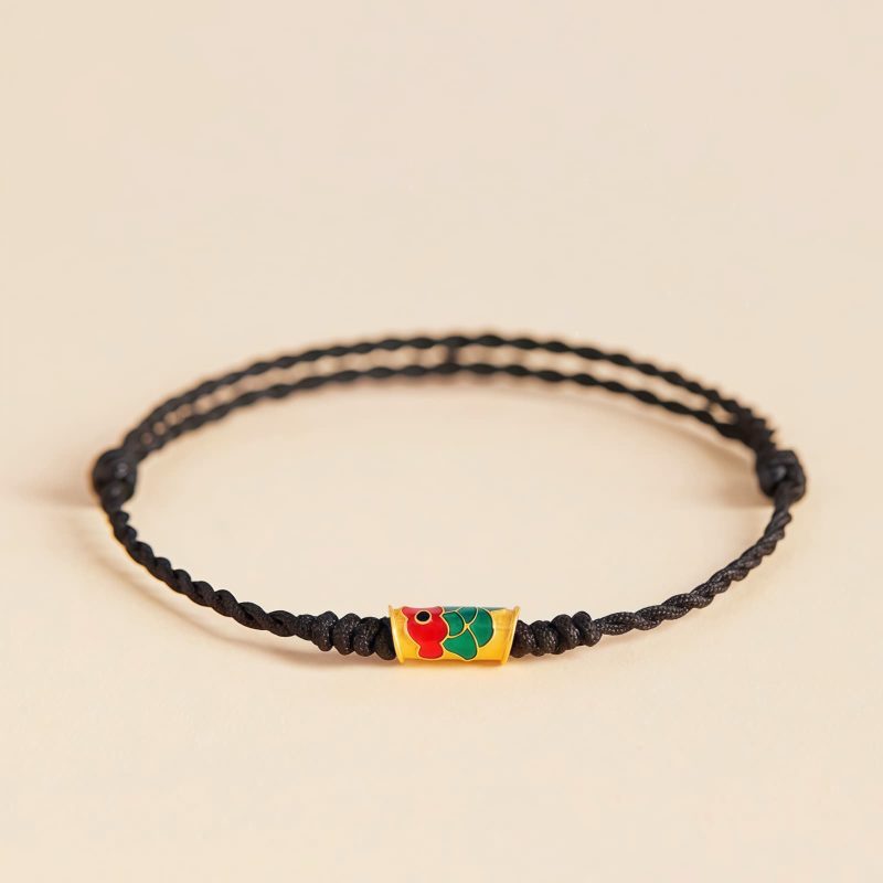 Pulseira Artesanal de Carpa Dourada para Prosperidade Handcrafted Koi Fish Wealth Bracelet