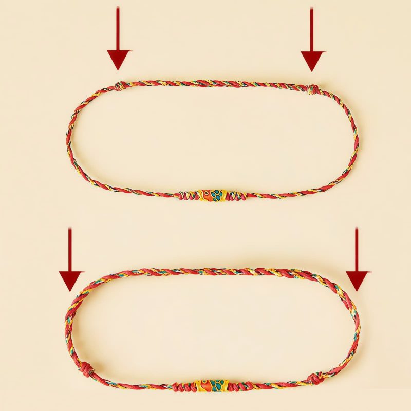 Pulseira Artesanal de Carpa Dourada para Prosperidade Handcrafted Koi Fish Wealth Bracelet